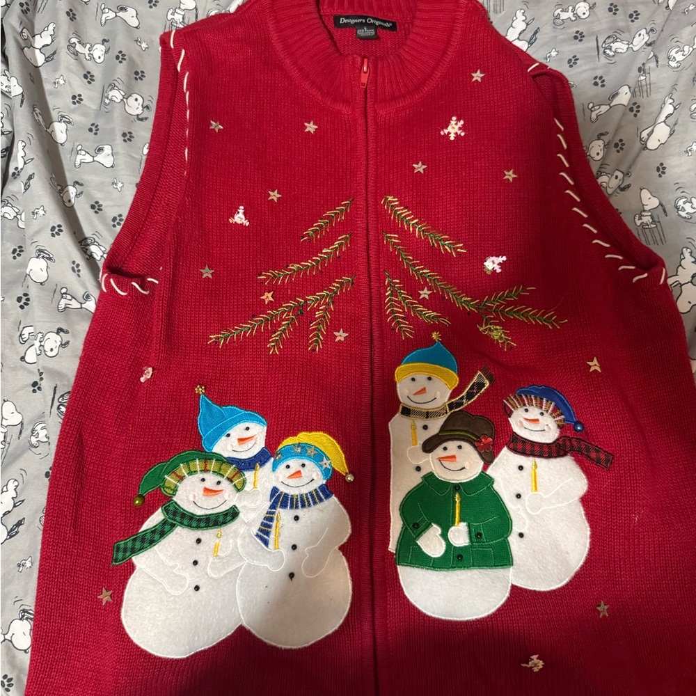 Designers Originals Red Snowman Holiday Vest